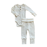 Babysprouts Ribbed Henley Bodysuit Set Milk White
