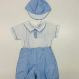 Will'beth 74011 White/Blue Striped Boys Set with Cap
