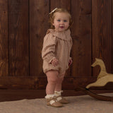 Rylee + Cru Colette Romper Fawn Gingham