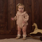 Rylee + Cru Colette Romper Fawn Gingham