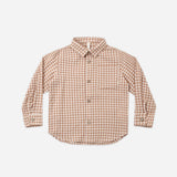 Rylee + Cru Collared Long Sleeve Shirt Fawn Gingham