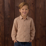 Rylee + Cru Collared Long Sleeve Shirt Fawn Gingham