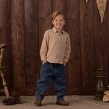 Rylee + Cru Collared Long Sleeve Shirt Fawn Gingham