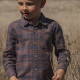 Rylee + Cru Collared Long Sleeve Shirt Midnight Plaid