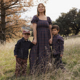 Rylee + Cru Collared Long Sleeve Shirt Midnight Plaid
