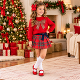 Hope & Henry Organic Pleated Party Skirt with Bow