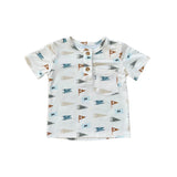 Babysprouts Short Sleeve Henley Shirt Retro Banner