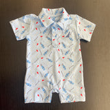 Coolybri Banks Performance Lt. Blue Golf Print Polo Romper