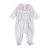 Baby Loren Bella Pink Floral Hand Smocked Footie