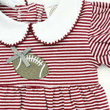 Cypress Row Girls Tailgate Bubble Dark Red Stripe