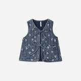 Rylee + Cru Denim Vest Heart Ditsy