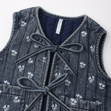 Rylee + Cru Denim Vest Heart Ditsy