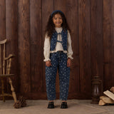 Rylee + Cru Denim Vest Heart Ditsy