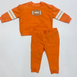 Angel Dear Varsity Stripe Football Sweatshirt and Jogger Set Orange