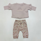 Quincy Mae Ruffle Long Sleeve Tee & Jogger Set Flower Garden