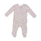 Floral patterned baby onesie on a white background