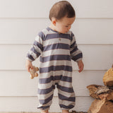 Rylee + Cru Henley Jumpsuit Sage Stripe