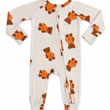 In My Jammers Gingham Little Boo Bear Zipper Romper