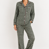 Remi & Capri Women's 2 Piece Pajama Set Evergreen Plaid