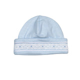 Baby Loren Tim Blue Stripes Hand Smocked Pima Beanie
