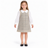 Abel & Lula 5582 Tweed Pinafore Dress Marzipan