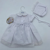 Will'beth 16630 White Dress with Bonnet