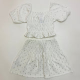Mayoral 6025 Printed Peasant Crop and Skirt Set Natural