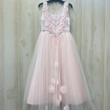 Princess Daliana Pearl Back Flower Girl Dress Blush