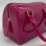 Carrying Kind Ruby Fuchsia Sparkle Handbag with Heart Charm