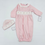 Baby Loren Sally Pink Hand Smocked Pima Gown