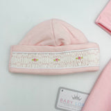 Baby Loren Sally Pink Stripes Hand Smocked Beanie