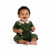 Luli & Me Mistletoe Velvet Boy Bubble Green