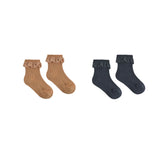 Rylee + Cru Lace Trim Socks 2 Pack Fawn/Midnight