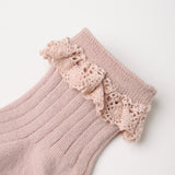 Rylee + Cru  Lace Trim Socks 2 Pack Rosewood/Natural