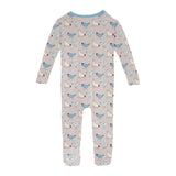 Kickee Pants Print Convertible Zipper Sleeper Latte Chickens