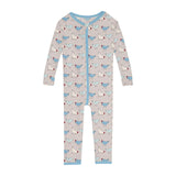 Kickee Pants Print Convertible Zipper Sleeper Latte Chickens