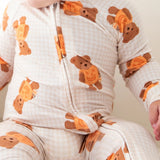 In My Jammers Gingham Little Boo Bear Zipper Romper