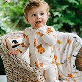 In My Jammers Gingham Little Boo Bear Zipper Romper