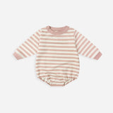 Quincy Mae Crewneck Bubble Romper Pink Stripe