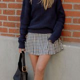 Rylee + Cru Teen Pleated Skirt Navy Check