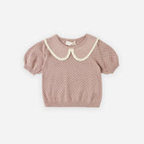 Rylee + Cru Pointelle Collared Top Rosewood