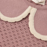 Rylee + Cru Pointelle Collared Top Rosewood