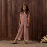 Rylee + Cru Pointelle Collared Top Rosewood