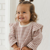 Quincy Mae Ruffle Cozy Set Mulberry Stripe