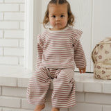 Quincy Mae Ruffle Cozy Set Mulberry Stripe