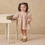 Quincy Mae V Smocked Dress Rustic Plaid