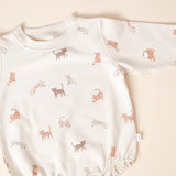 Quincy Mae Crewneck Bubble Romper Cats