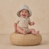 Quincy Mae Zip Rashguard One Piece Blue + Butterscotch Stripe