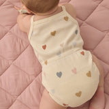Quincy Mae Waffle Cinch Romper Confetti Hearts