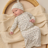 Quincy Mae Bamboo Baby Gown + Hat Set Blue Floral